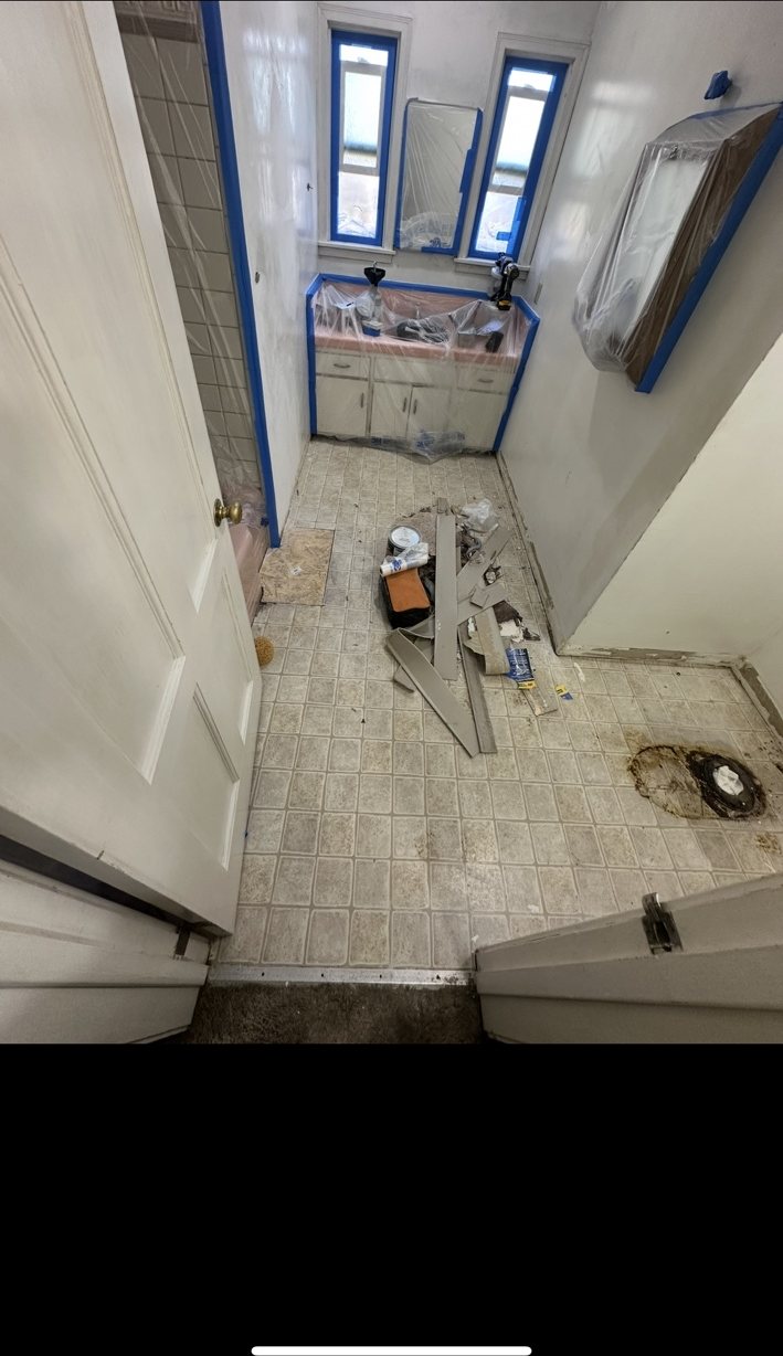 Bathroom floor before replacement
