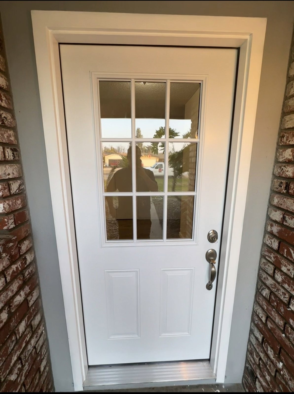 New exterior entry door after installation
