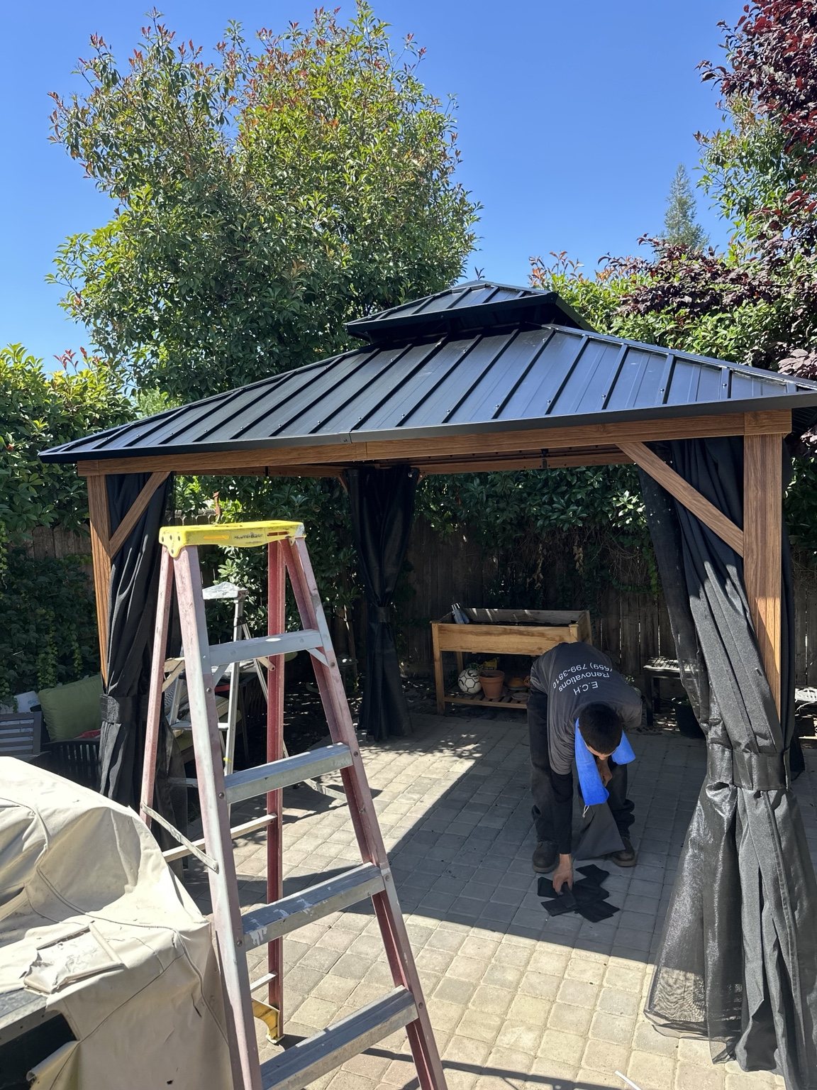 Hardtop gazebo after installation
