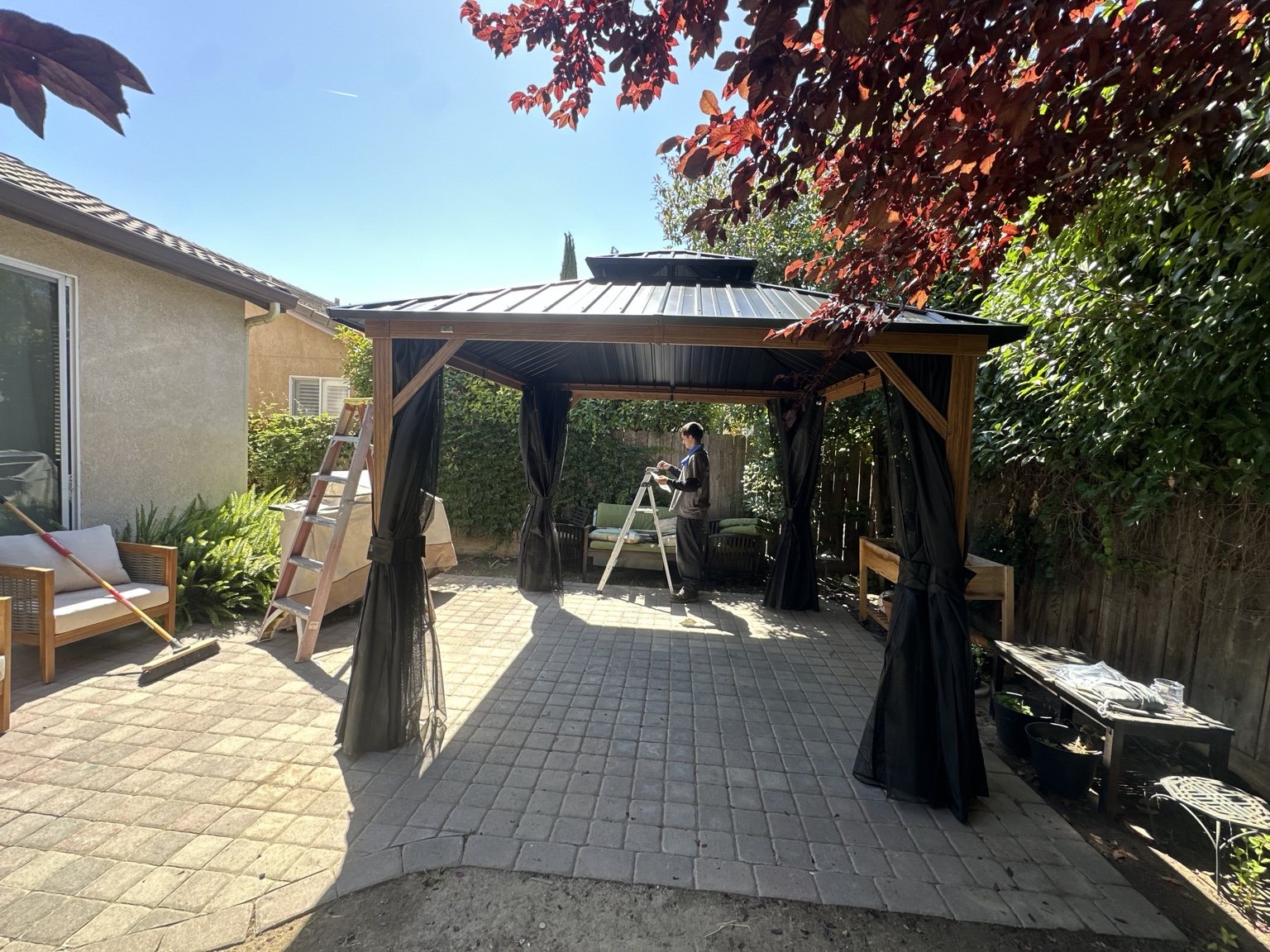 New hardtop gazebo after assembly